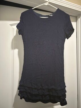 Lula Navy Short Sleeve Ruffle Hem Women's Dress